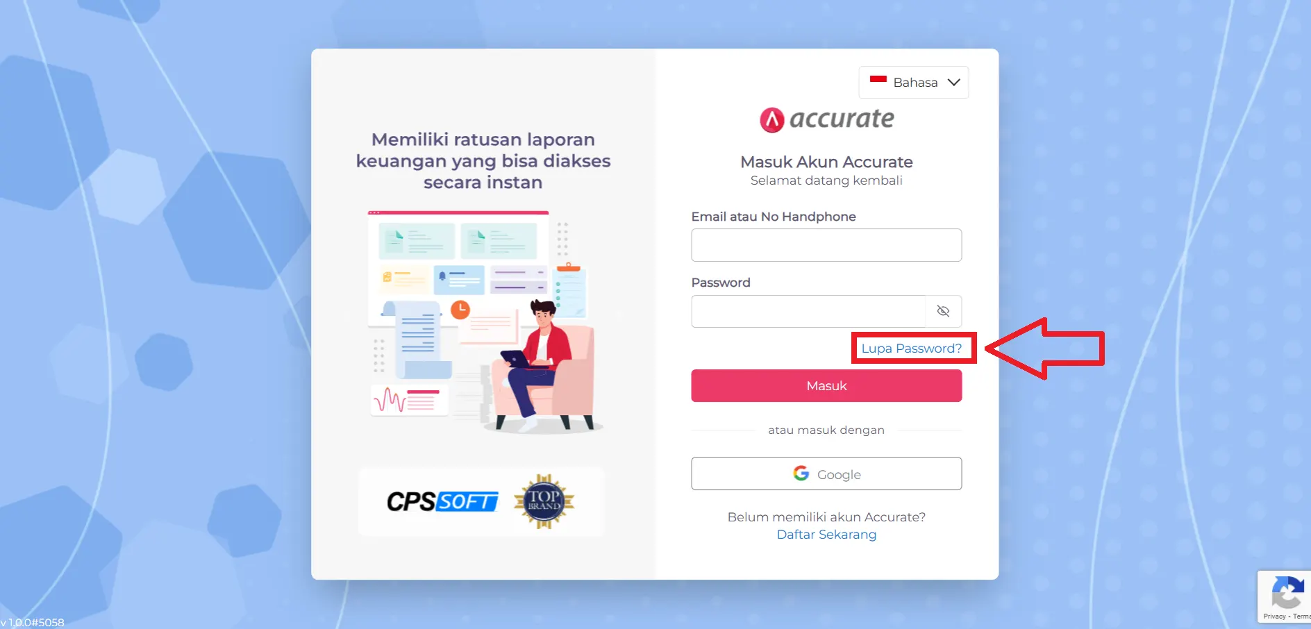 lupa password Accurate Online
